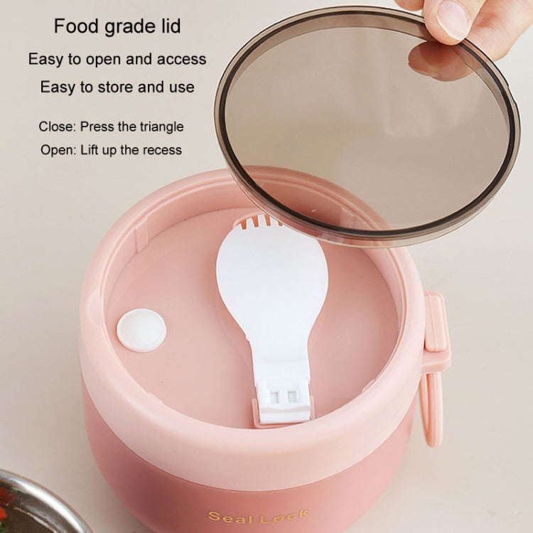 304 Stainless Steel Insulated Soup Bowl Oatmeal Breakfast Cup Portable Lunch Box, Color: 800ml White