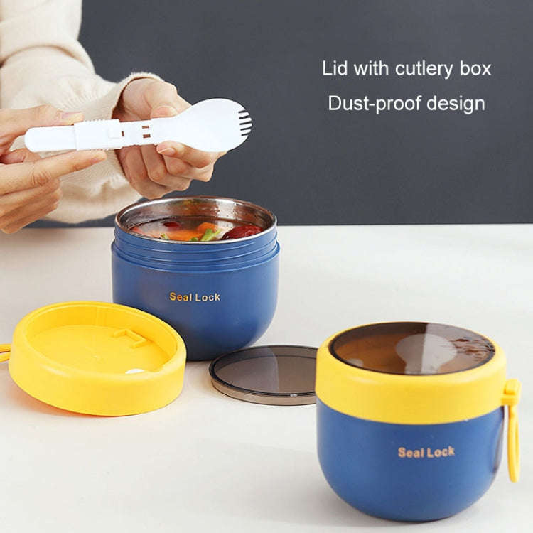 304 Stainless Steel Insulated Soup Bowl Oatmeal Breakfast Cup Portable Lunch Box, Color: 800ml White