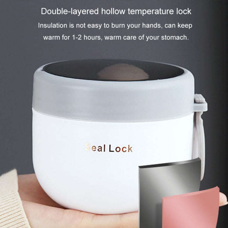 304 Stainless Steel Insulated Soup Bowl Oatmeal Breakfast Cup Portable Lunch Box, Color: 800ml White