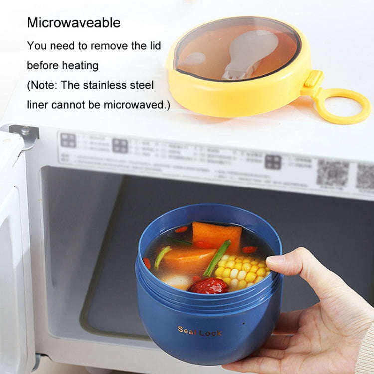 304 Stainless Steel Insulated Soup Bowl Oatmeal Breakfast Cup Portable Lunch Box, Color: 800ml White