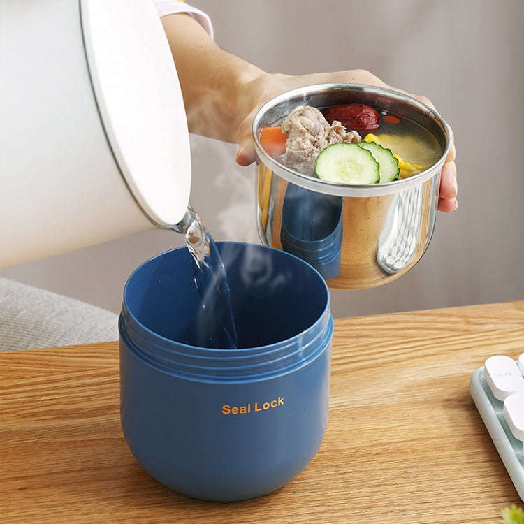 304 Stainless Steel Insulated Soup Bowl Oatmeal Breakfast Cup Portable Lunch Box, Color: 800ml White