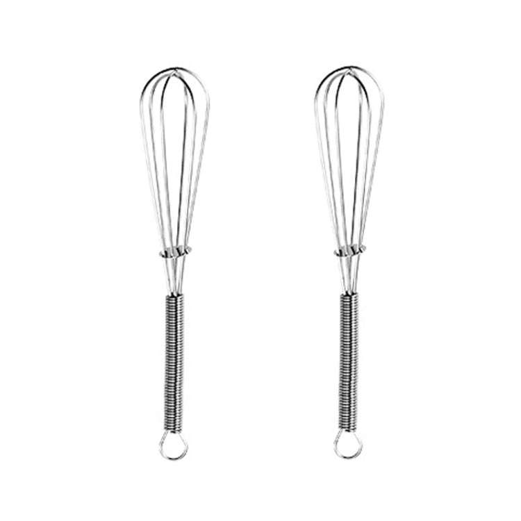 2pcs Household Manual Spring Beater Handheld Stainless Steel Mini Whisk, Size: 7 inch