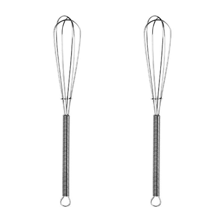 2pcs Household Manual Spring Beater Handheld Stainless Steel Mini Whisk, Size: 8 inch