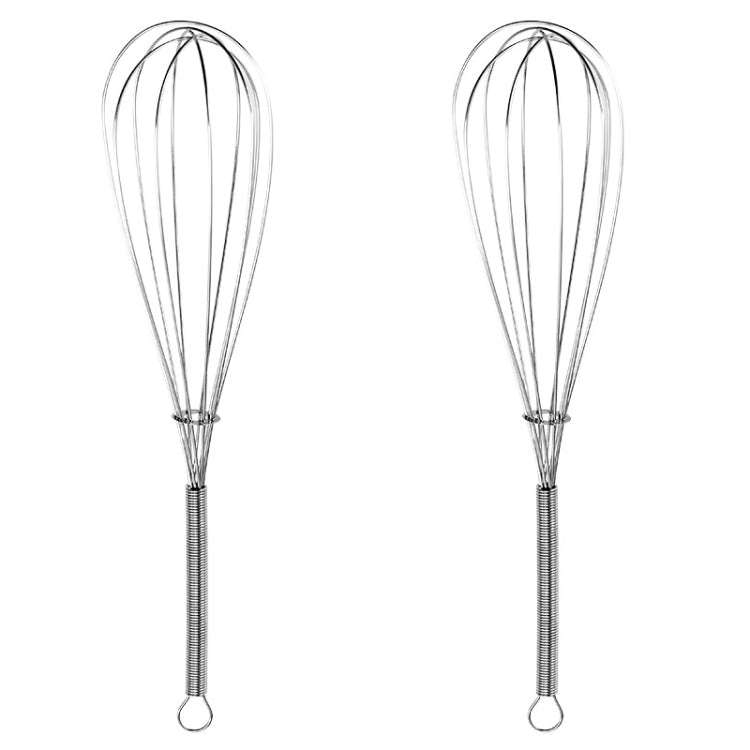 2pcs Household Manual Spring Beater Handheld Stainless Steel Mini Whisk, Size: 12 inch