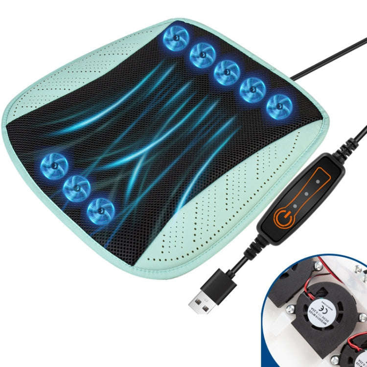 Car USB Summer Cool Ventilated Breathable Seat Cushion(Blue 8 Sets Fan)