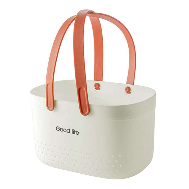 Silicone Portable Wash Basket Bathroom Storage Drainage Shower Shelf Basket(White)