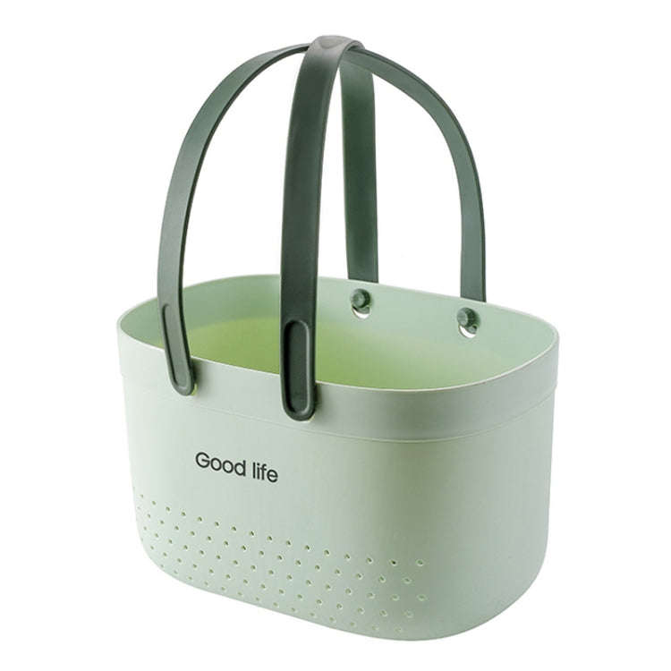 Silicone Portable Wash Basket Bathroom Storage Drainage Shower Shelf Basket(Green)