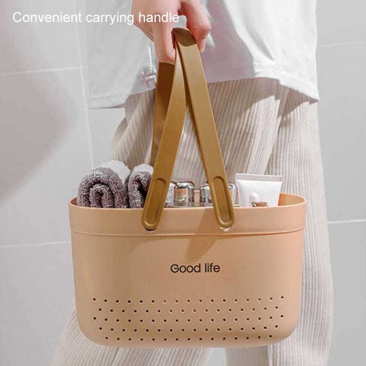 Silicone Portable Wash Basket Bathroom Storage Drainage Shower Shelf Basket(Grey)