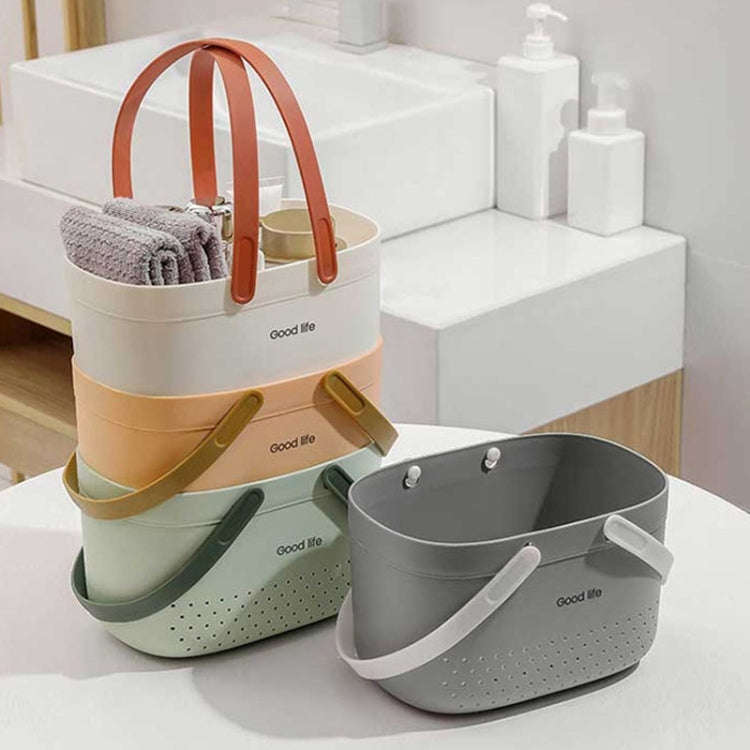 Silicone Portable Wash Basket Bathroom Storage Drainage Shower Shelf Basket(Green)
