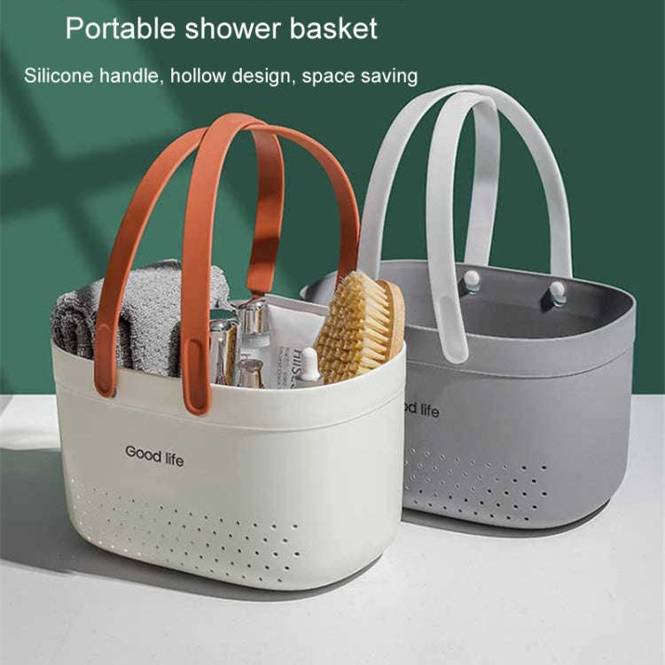 Silicone Portable Wash Basket Bathroom Storage Drainage Shower Shelf Basket(Green)