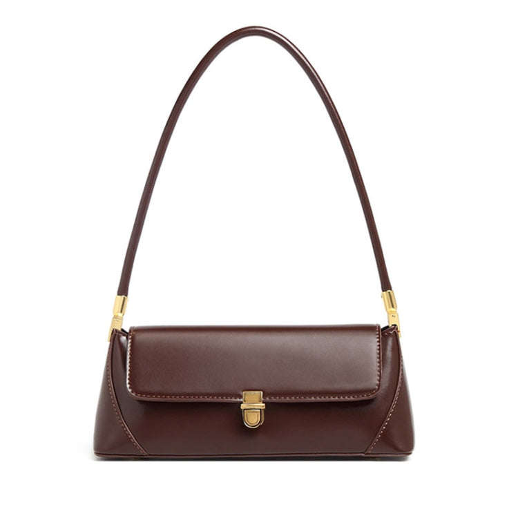 Women Vintage Baguette Armpit Bag Shoulder Handbag(Red Brown)