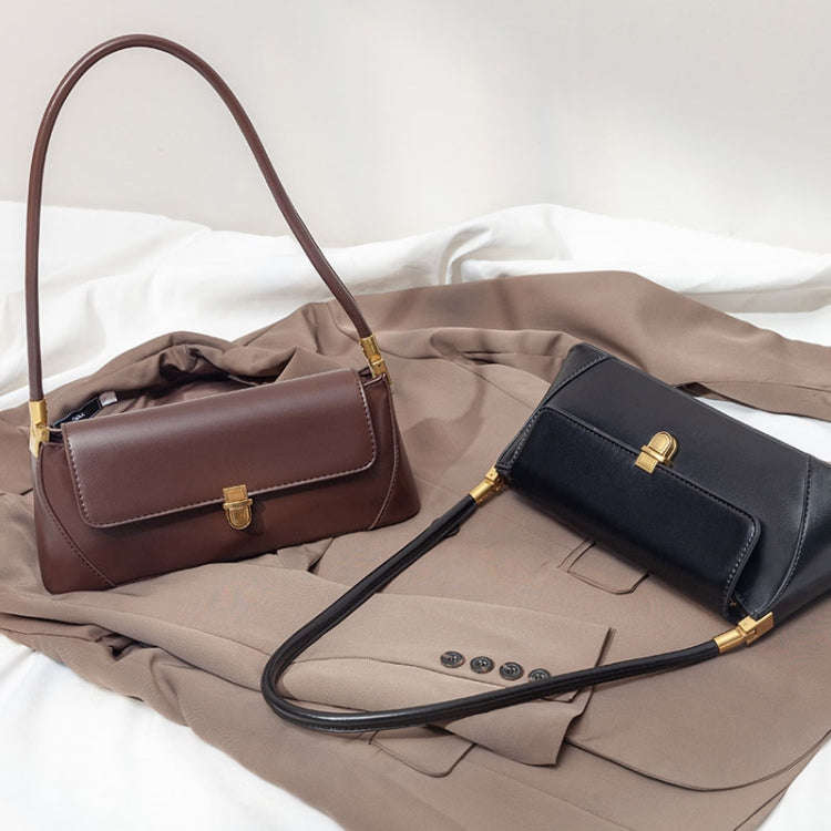 Women Vintage Baguette Armpit Bag Shoulder Handbag(Olive Black)