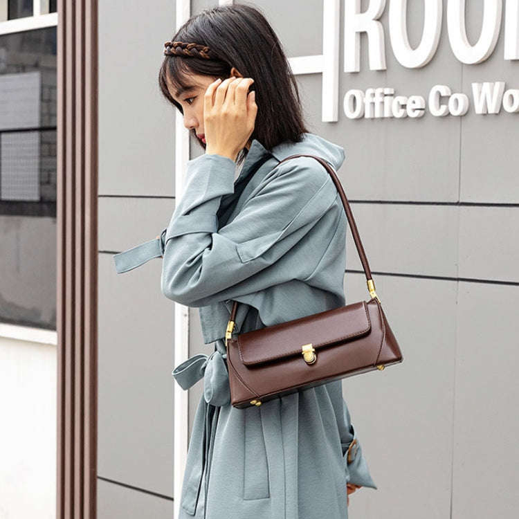 Women Vintage Baguette Armpit Bag Shoulder Handbag(Olive Black)