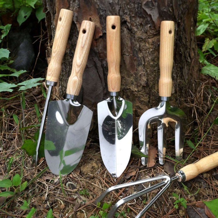Garden Planting Shoveling Tools Thickened Wooden Handle Gardening Kit, Model: Triple Fork