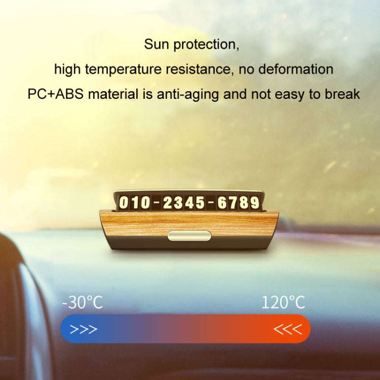 Hidden Luminous Temporary Parking Sign With Car Number, Color: Imitation Wood Grain