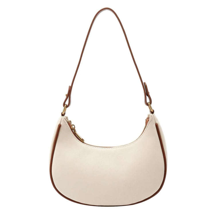 Niche Crescent Women Armpit Bag Single Shoulder Handbag(Beige With Brown)