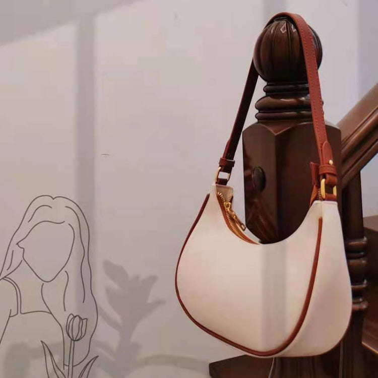 Niche Crescent Women Armpit Bag Single Shoulder Handbag(Black)