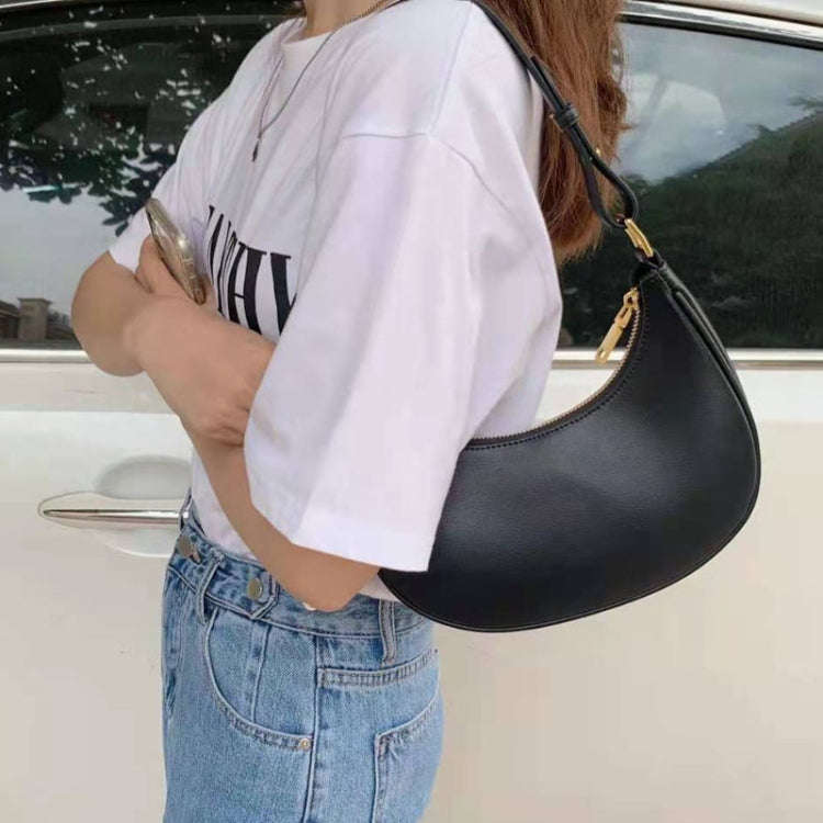 Niche Crescent Women Armpit Bag Single Shoulder Handbag(Black)