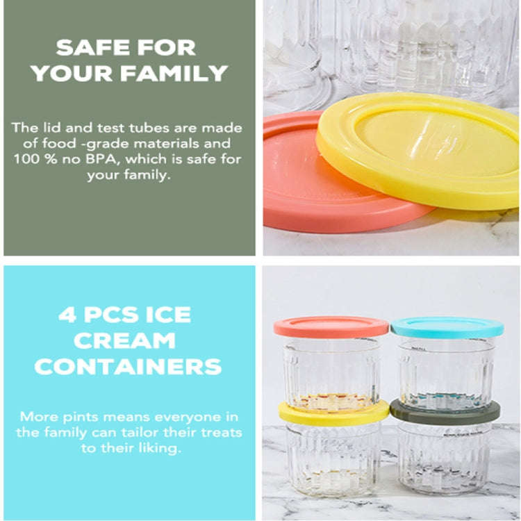 For Ninja NC299AMZ NC300s 4pcs/Set Ice Cream Storage Containers with Lids