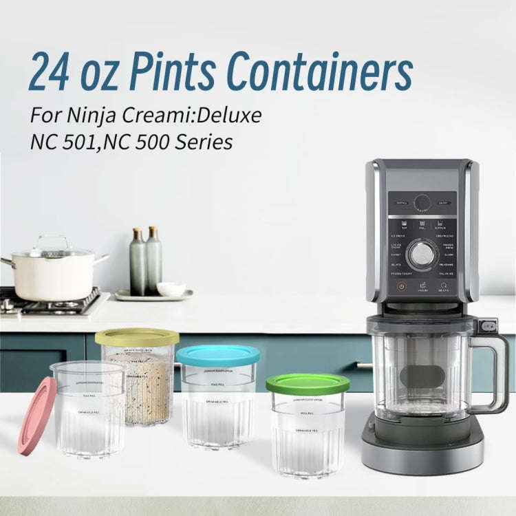 For Ninja Creami Deluxe NC500 / NC501 4pcs /Set 24Oz Ice Cream Containers