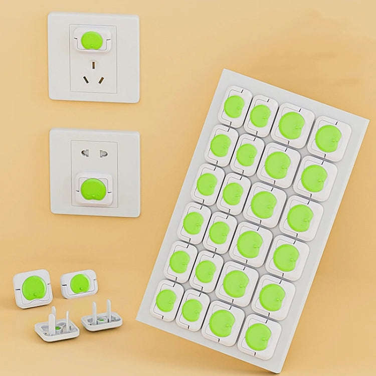 24pcs /Pack Children Anti-Shock Swivel Socket Protective Cap Power Jack Cover(Green)