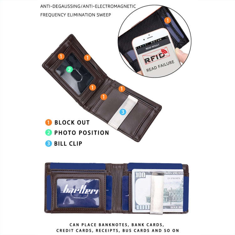 Baellerry RFID Anti-Theft Multi-Card Slot Contrasting Color Wallet Card Holder(Black)