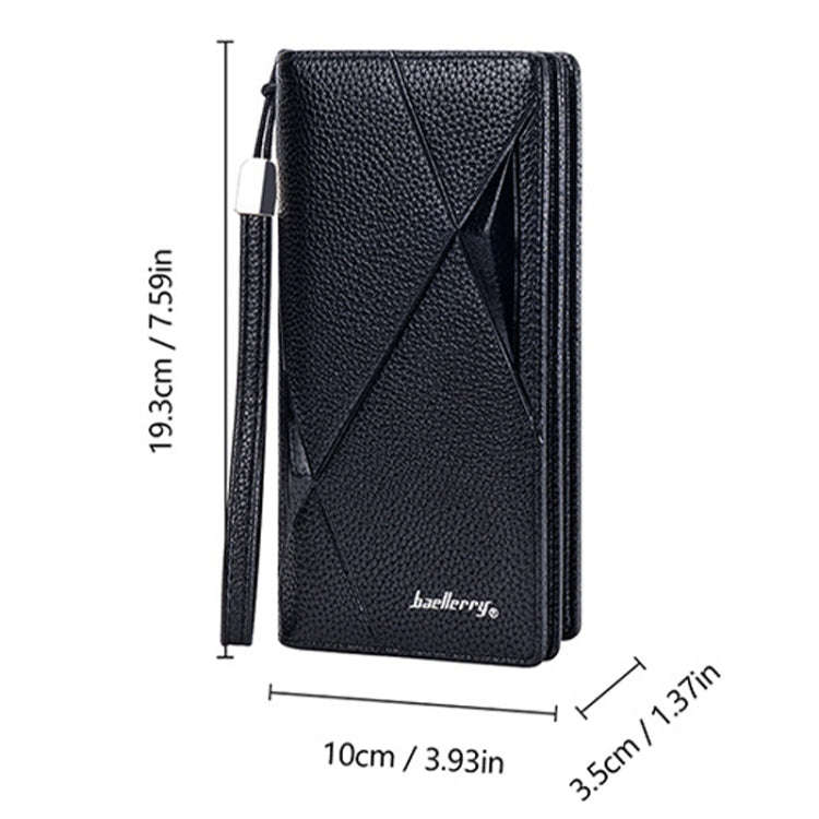 Baellerry S1240 Lychee Pattern Business Casual Zipper Long Wallet Multi-card Slot Clutch Bag(Black)