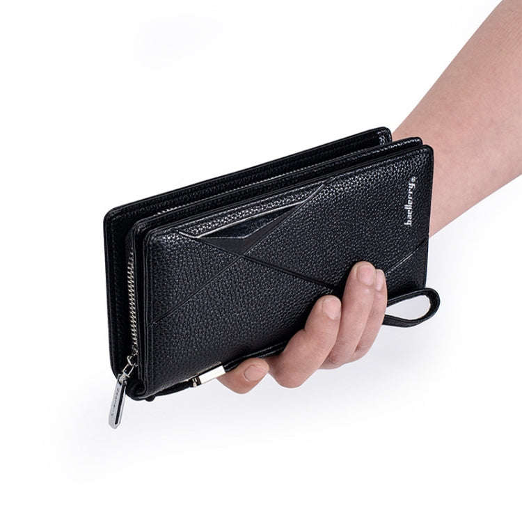 Baellerry S1240 Lychee Pattern Business Casual Zipper Long Wallet Multi-card Slot Clutch Bag(Black)