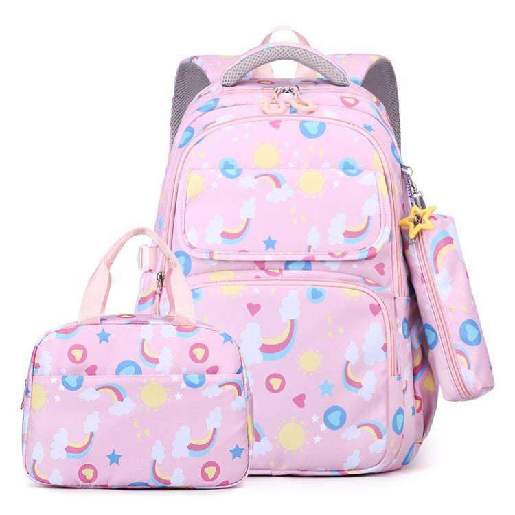 3 In 1 Kids  School Backpack Small Student Book Bag with Lunch Bag  Pencil Case(Pink)