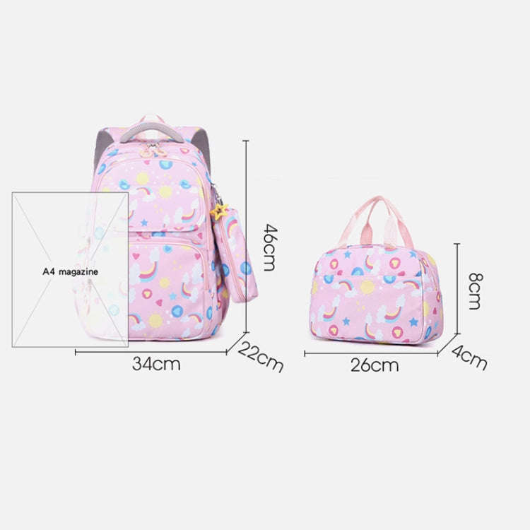 3 In 1 Kids  School Backpack Small Student Book Bag with Lunch Bag  Pencil Case(Pink)