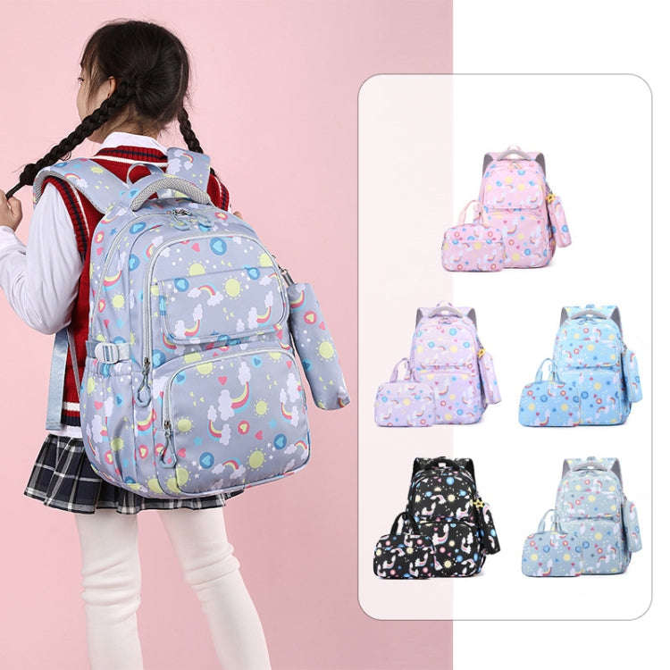3 In 1 Kids  School Backpack Small Student Book Bag with Lunch Bag  Pencil Case(Pink)