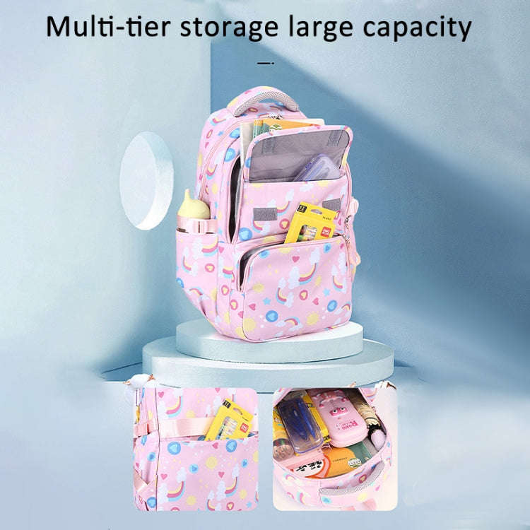 3 In 1 Kids  School Backpack Small Student Book Bag with Lunch Bag  Pencil Case(Pink)
