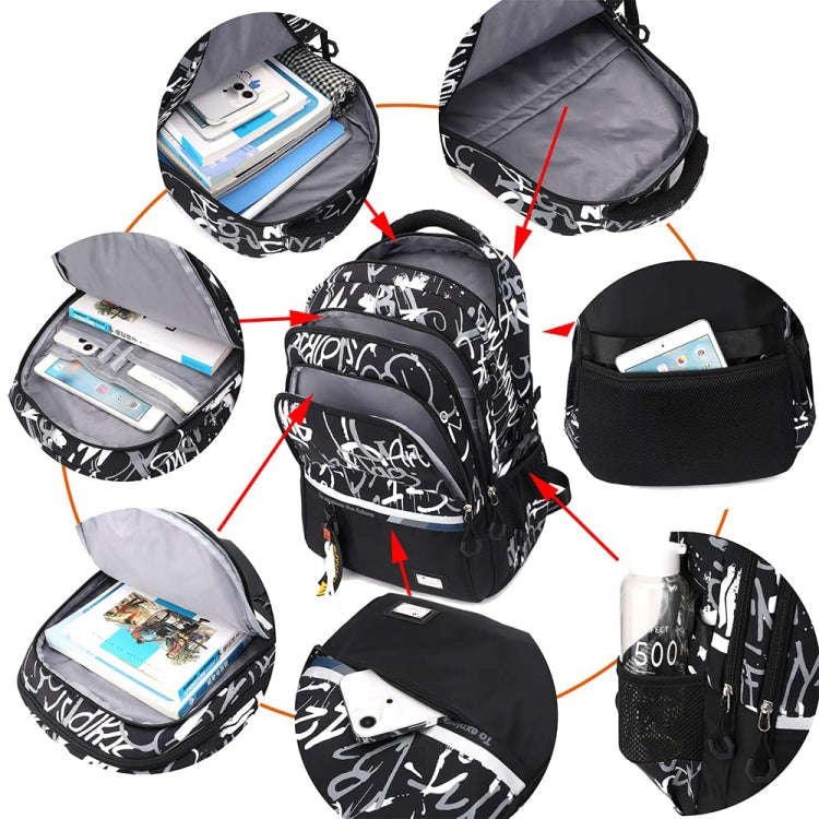 For Teens Boys Travel Laptop Backpack School Bag Casual Book Bag, Style: Graffiti