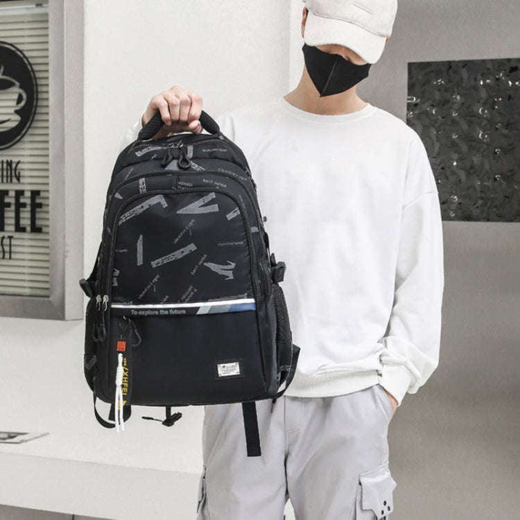 For Teens Boys Travel Laptop Backpack School Bag Casual Book Bag, Style: White Gray Letter