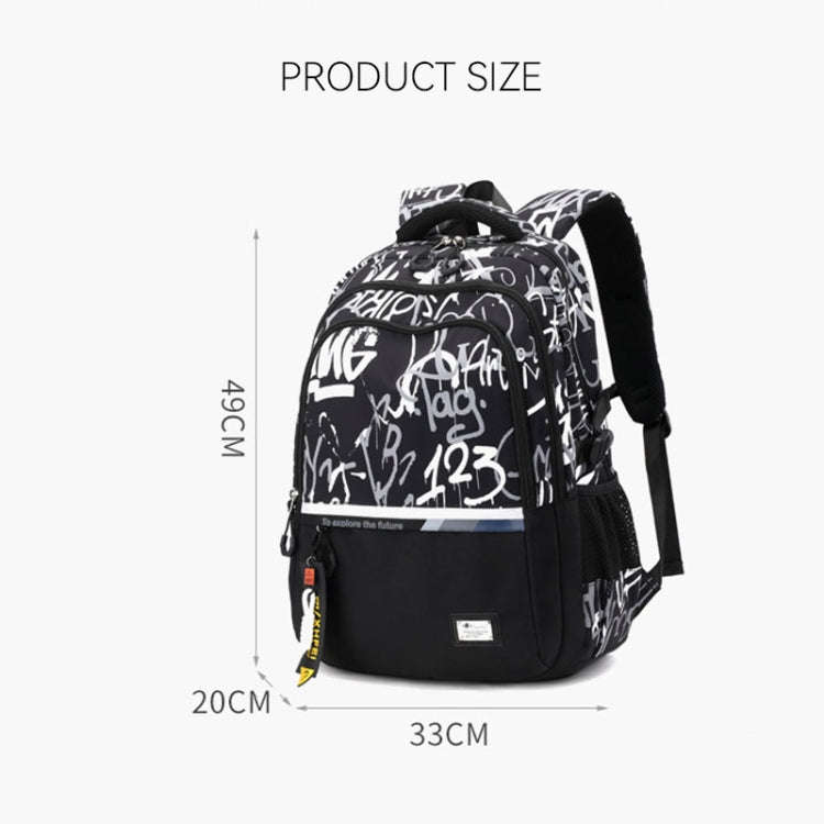 For Teens Boys Travel Laptop Backpack School Bag Casual Book Bag, Style: White Gray Letter