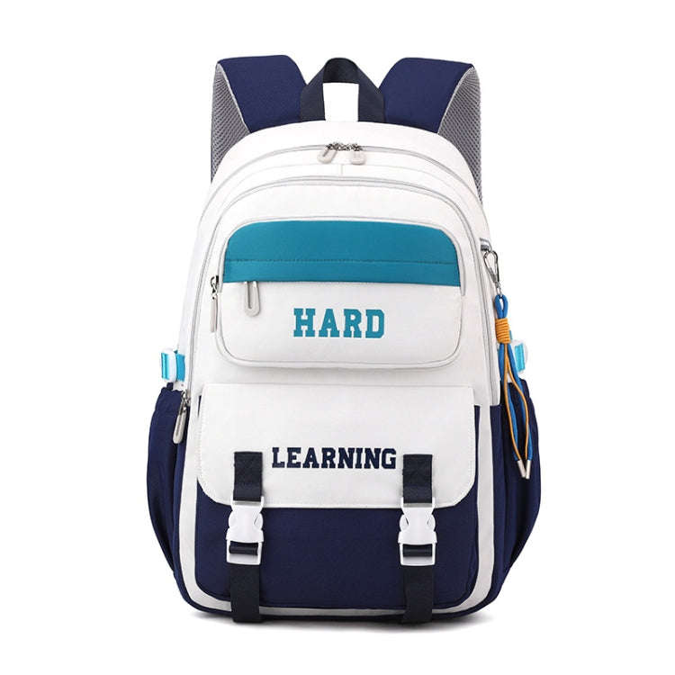 Contrast Color Casual Backpack College School Bag 15.6-inch Laptop Bag(Blue and white)