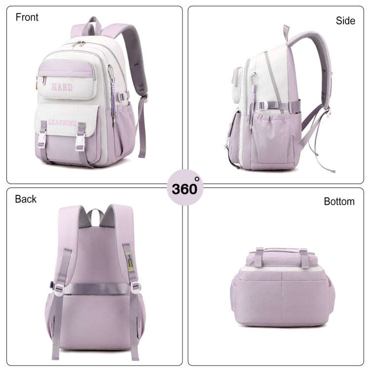 Contrast Color Casual Backpack College School Bag 15.6-inch Laptop Bag(Purple white)