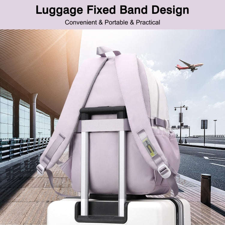 Contrast Color Casual Backpack College School Bag 15.6-inch Laptop Bag(Blue and white)