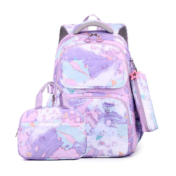 3 In 1 Kids School Backpack Small Student Book Bag with Lunch Bag  Pencil Case(Purple)