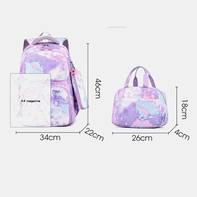 3 In 1 Kids School Backpack Small Student Book Bag with Lunch Bag  Pencil Case(Purple)