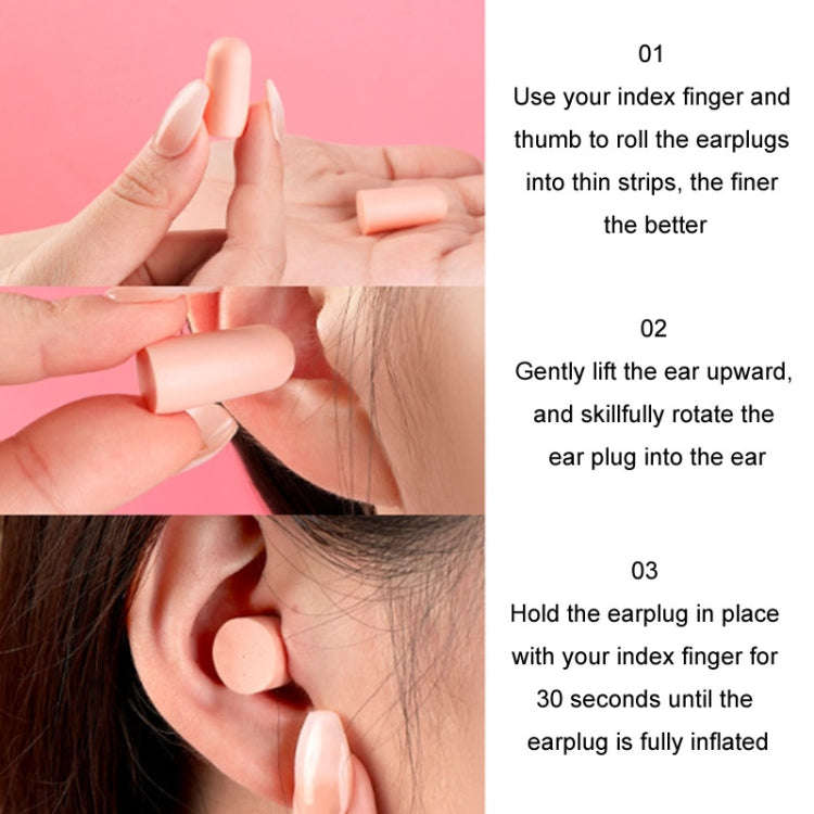 60pcs /Box Memory Foam Earplugs Student Dormitory Sleeping Noise Reduction Soundproof Earplugs(Pink)