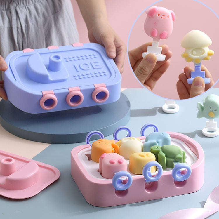 Boat Shape Cartoon Silicone Ice Mold DIY Ice Cream Popsicle Molds(Pink)
