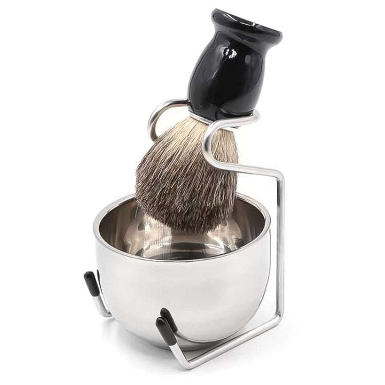 3pcs /Set Men Foam Manual Wooden Handle Beard Brush Set, Color: Badger Hair Silver