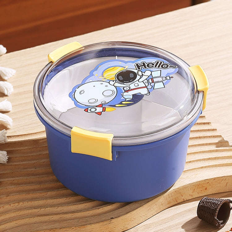 1100ml Cartoon Round Microwaveable Bento Box Outdoor Student Lunch Box(Space Blue)