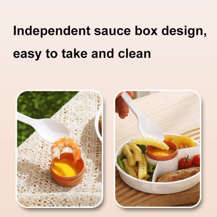 1100ml Cartoon Round Microwaveable Bento Box Outdoor Student Lunch Box(Bear Brown)