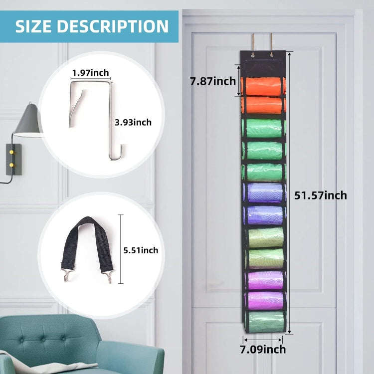 Double-Sided 24 Grids Storage Hanging Bag Hanging Storage Closet Behind Door Storage Organizer(Bl...