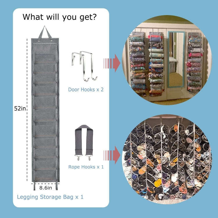 Double-Sided 24 Grids Storage Hanging Bag Hanging Storage Closet Behind Door Storage Organizer(Bl...