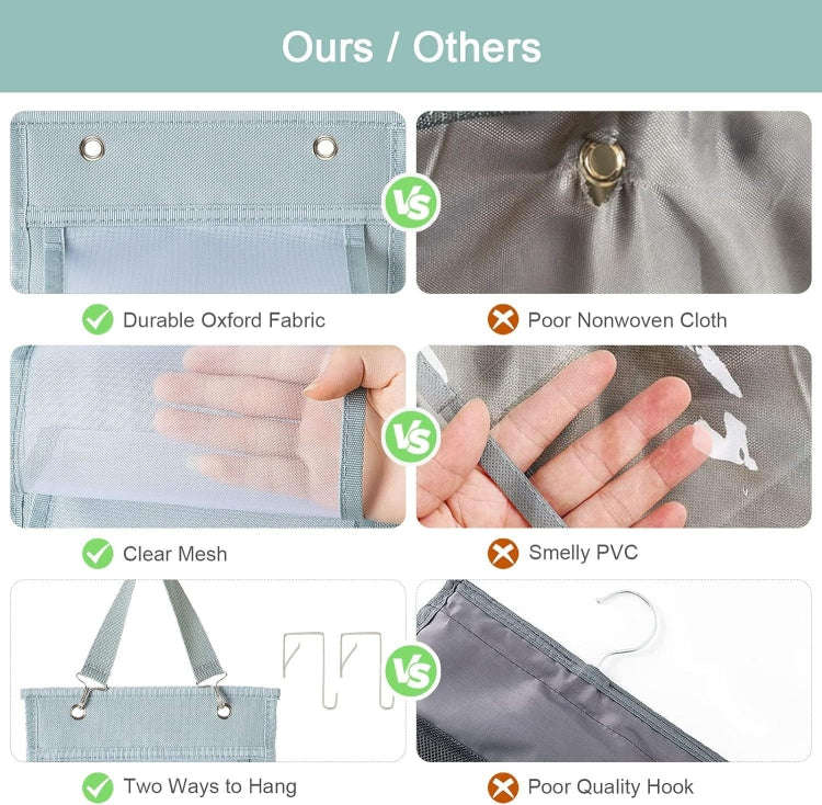 Double-Sided 24 Grids Storage Hanging Bag Hanging Storage Closet Behind Door Storage Organizer(Bl...