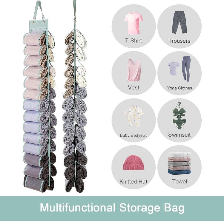Double-Sided 24 Grids Storage Hanging Bag Hanging Storage Closet Behind Door Storage Organizer(Bl...