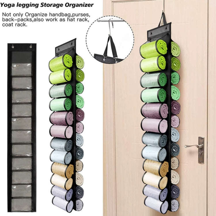Double-Sided 24 Grids Storage Hanging Bag Hanging Storage Closet Behind Door Storage Organizer(Bl...